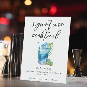 Signe De Table Cocktail Signature Blue Lagoon de Plage Tropicale