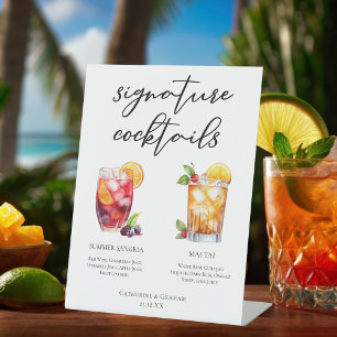Signe De Table Cocktails Signature bord de la piscine Menu Mariag