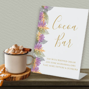 Signe De Table Cocoa Bar Fête de Mariage d'Octobre Feuilles