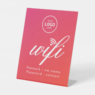 Signe De Table Code de mot de passe WiFi Affaires Logo Bleu