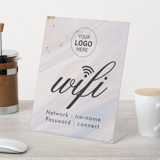 Signe De Table Code de mot de passe WiFi Logo d'entreprise (In SItu)