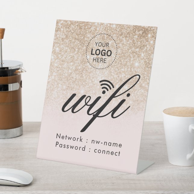 Signe De Table Code de mot de passe WiFi Logo d'entreprise (In SItu)