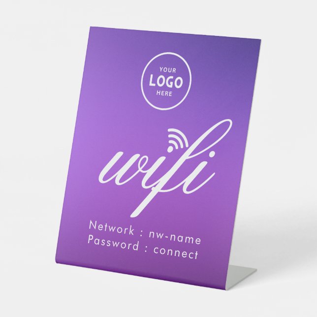Signe De Table Code de mot de passe WiFi Logo Entreprise Bleu  (Recto)