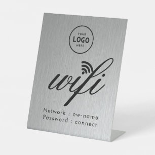 Signe De Table Code de mot de passe WiFi Logo Entreprise Bleu
