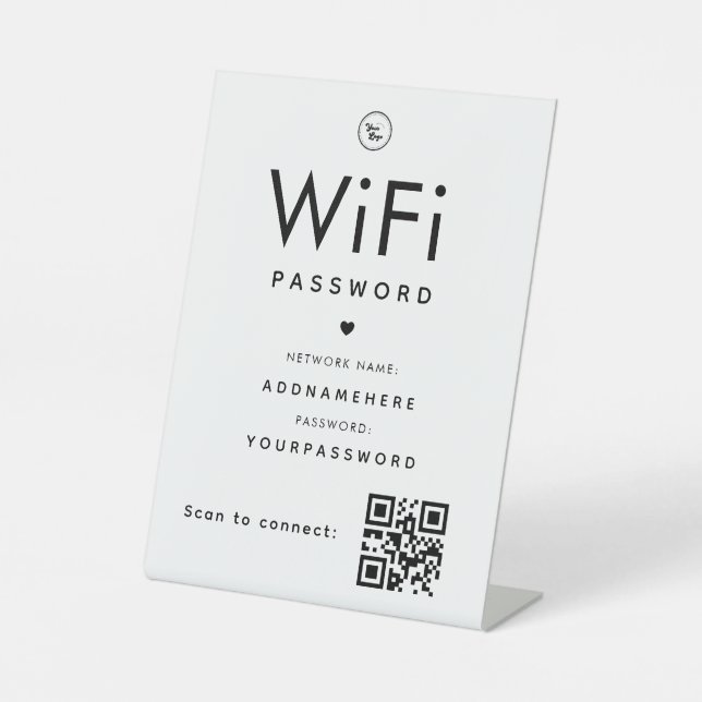 Signe De Table Code de mot de passe WiFi minimal Logo professionn (Recto)