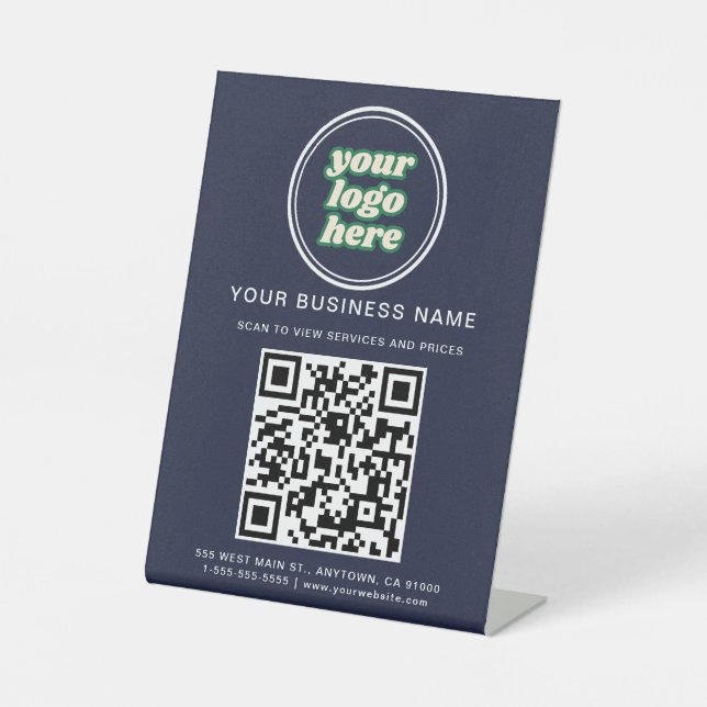 Signe De Table Code et logo QR d'entreprise (Recto)