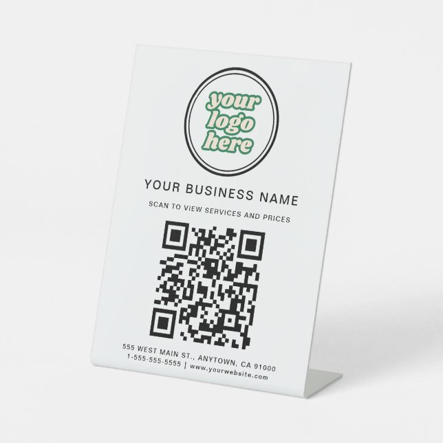 Signe De Table Code et logo QR d'entreprise (Recto)