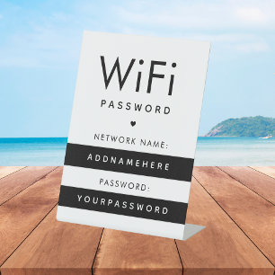 Signe De Table Code mot de passe WiFi Internet Network Striped He