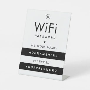 Signe De Table Code mot de passe WiFi Logo et coeur du réseau Int