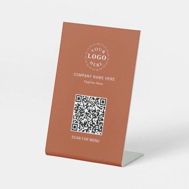 Signe De Table Code QR attaché Terracotta personnalisée (Recto)