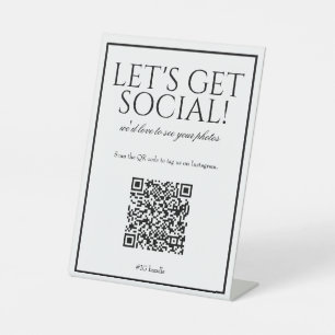 Signe De Table Code QR blanc classique médias sociaux