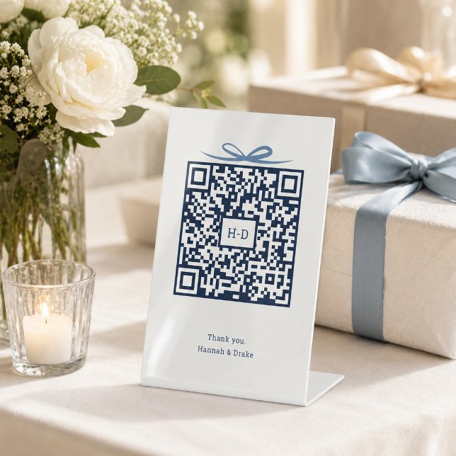 Signe De Table Code QR Cadeau de mariage & Caisse de dons (Créateur téléchargé)