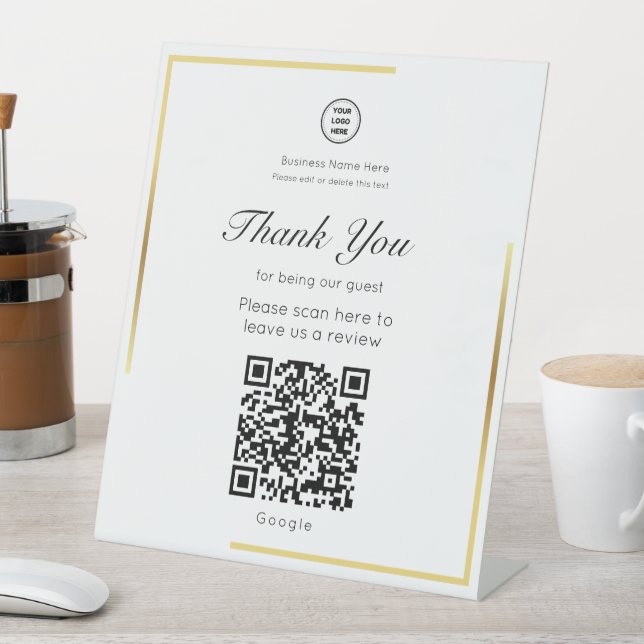 Signe De Table Code QR Cadre Doré Laissez un avis Magasin Commerc (In SItu)