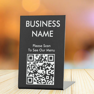 Signe De Table Code QR Café Menu Gros Caractères Noir