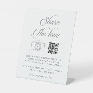 Signe De Table Code QR Calligraphie Chic Classique Partagez l'Amo