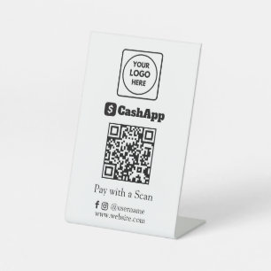 Signe De Table Code QR CashApp noir Scannez pour payer votre en