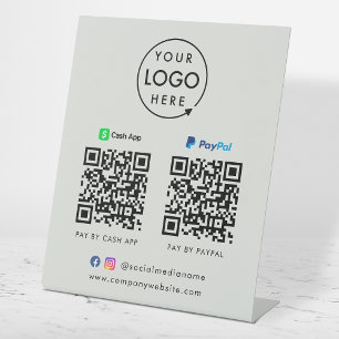 Signe De Table Code QR CashApp Paypal   Gris de paiement électron