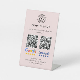 Signe De Table Code QR de avis Google et Facebook pour les entrep