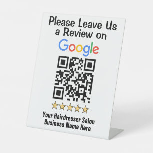Signe De Table Code QR de avis Google pour salon de coiffure