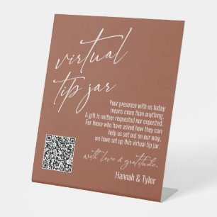 Signe De Table Code QR de caisse virtuelle contemporaine en terre