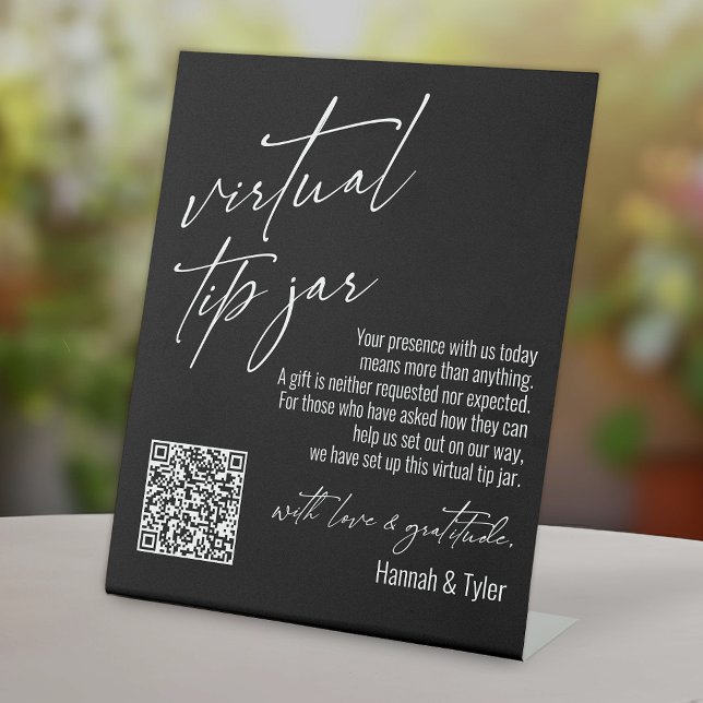 Signe De Table Code QR de caisse virtuelle contemporaine Noir (Créateur téléchargé)