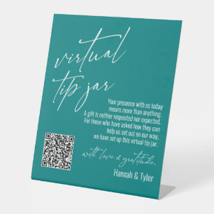 Signe De Table Code QR de caisse virtuelle contemporaine sarcelle