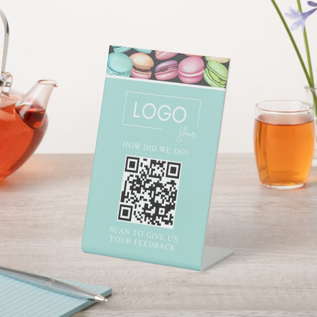 Signe De Table Code QR de commentaires du client | Mint Macaron f (In SItu)