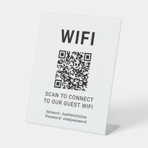 Signe De Table Code QR de connexion Wifi invité Réseau de connexi