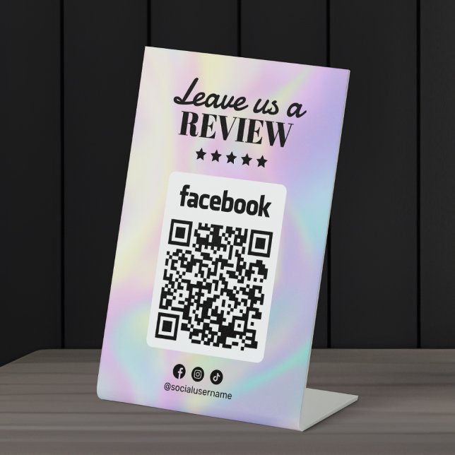 Signe De Table Code QR de critiques Facebook du salon de coiffure (Créateur téléchargé)