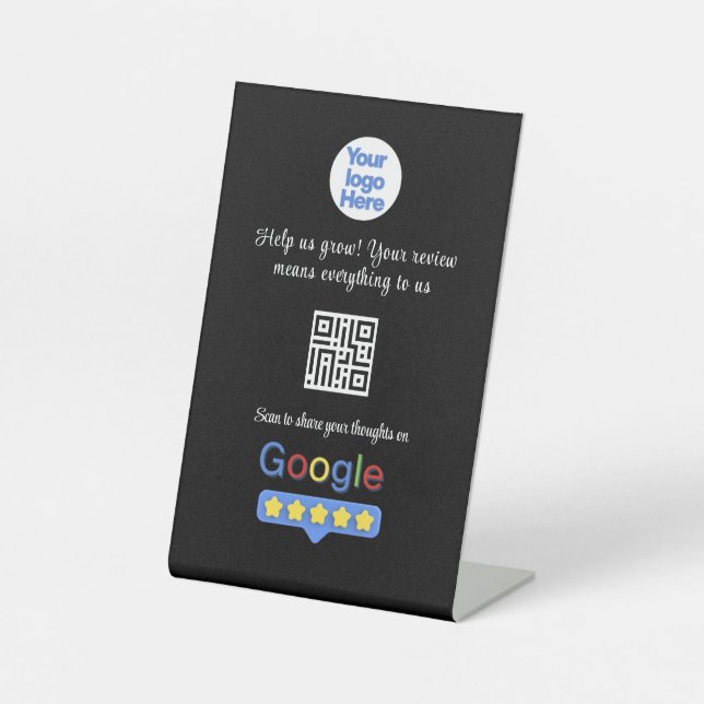 Signe De Table Code QR de Google Avis | Commentaires personnalisé (Recto)