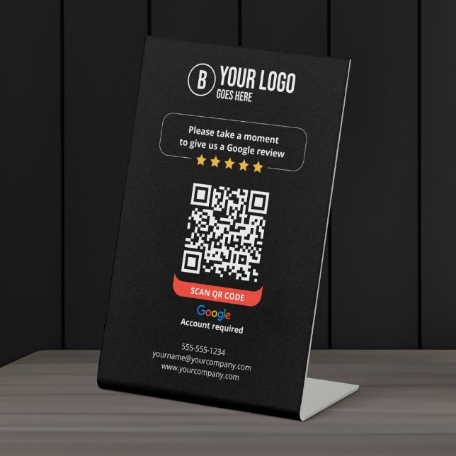 Signe De Table Code QR de Google Avis Évaluez Mon Entreprise 5 Ét (Créateur téléchargé)