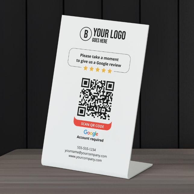 Signe De Table Code QR de Google Avis Évaluez Mon Entreprise 5 Ét (Créateur téléchargé)