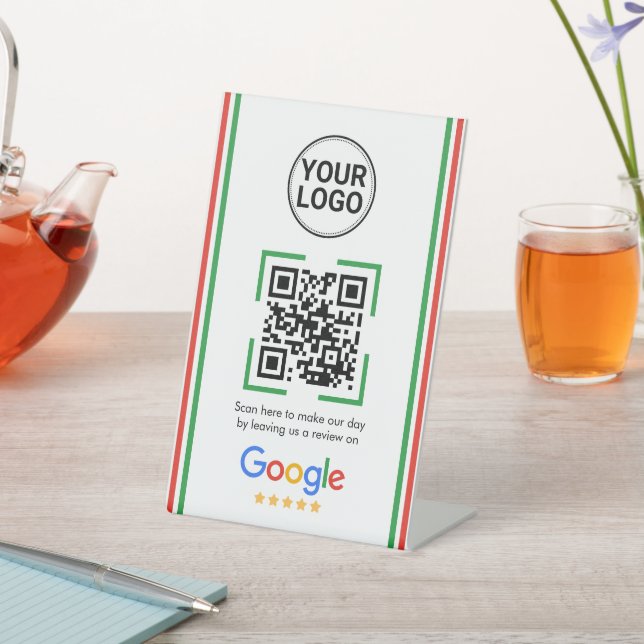 Signe De Table Code QR de Google Avis Logo personnalisé (In SItu)