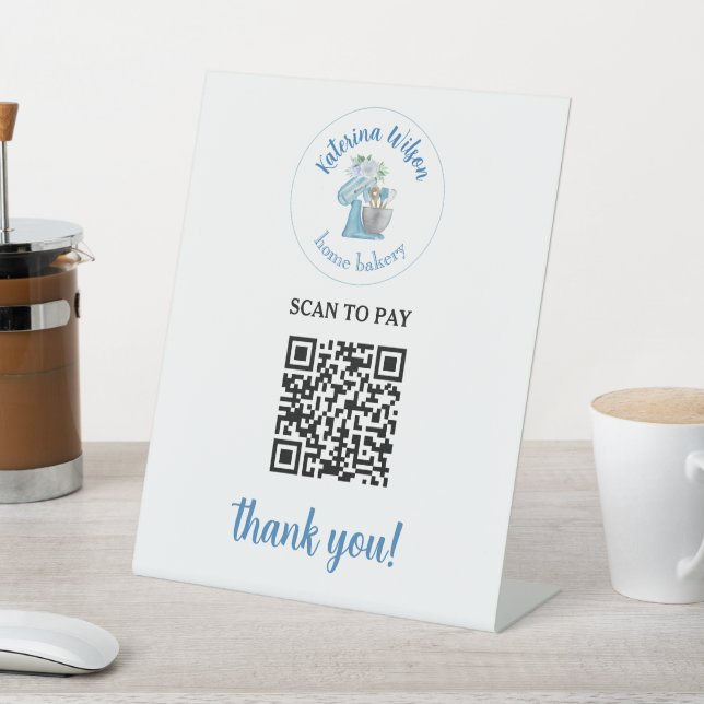 Signe De Table Code QR de la boulangerie mélangeuse Blue Flower p (In SItu)