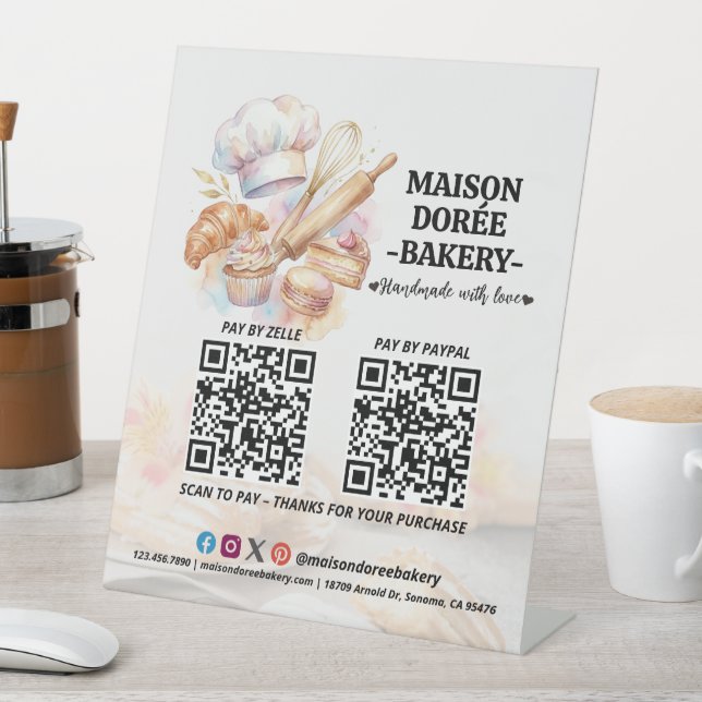Signe De Table Code QR de la boulangerie-pâtisserie pour payer ic (In SItu)