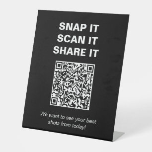 Signe De Table Code QR de la fête de fin d'études en noir et blan