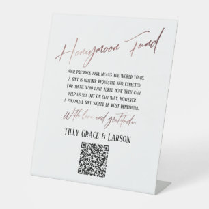 Signe De Table Code QR de la typographie en faux or rose pour le