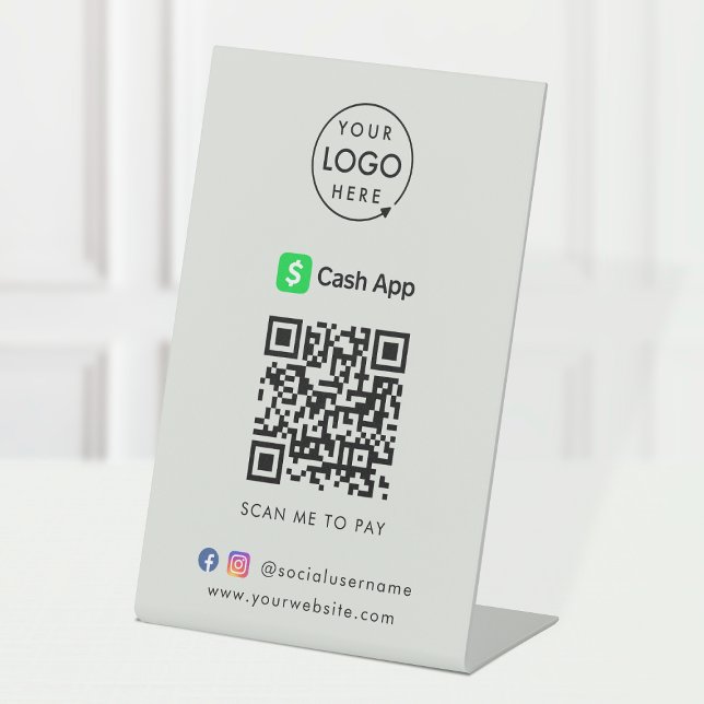 Signe De Table Code QR de l'application de trésorerie | Analyser  (Interactive "scan to pay” QR code cash wrap table signage for collecting digital payment by CashApp.)
