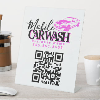 Signe De Table Code QR de l'entreprise de lavage de voiture mobil
