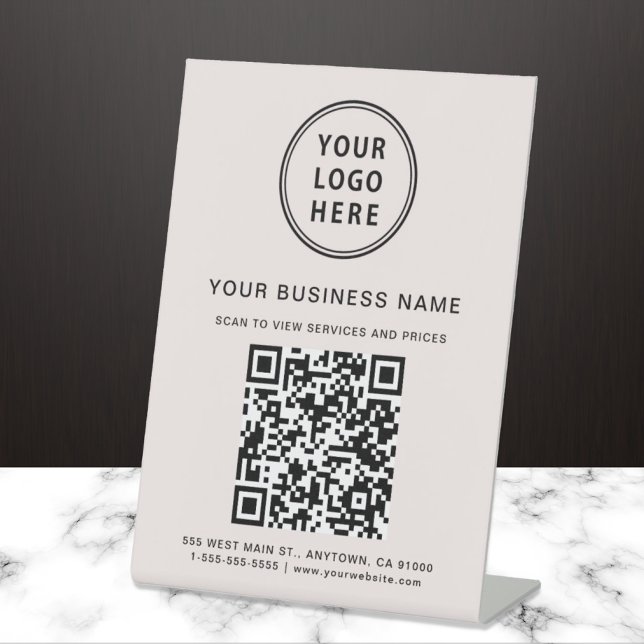Signe De Table Code QR de l'entreprise Logo Rose (Connect customers and clients to your desired website destination with a single scan)