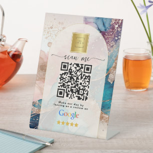 Signe De Table Code QR de lien commercial de critiques Google ros