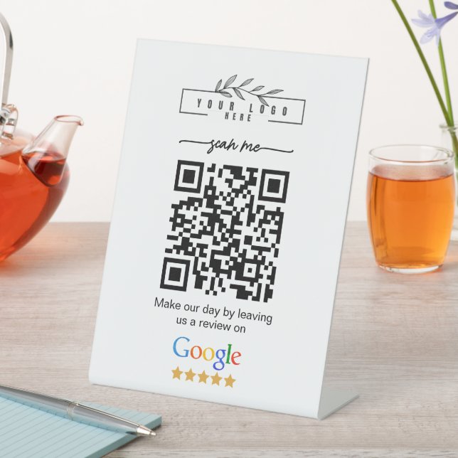 Signe De Table Code QR de lien vers les avis Google modernes pour (In SItu)