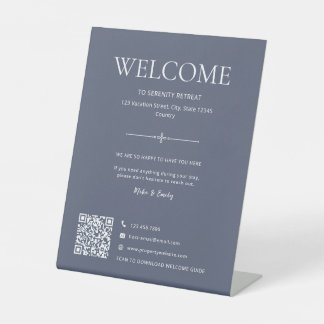 Signe De Table Code QR de location de vacances Airbnb bleu