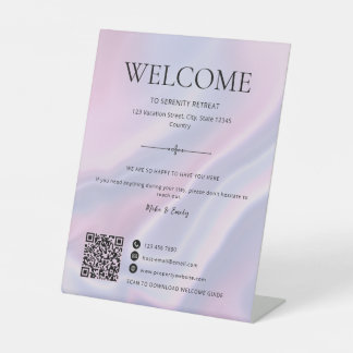 Signe De Table Code QR de location de vacances Airbnb rose