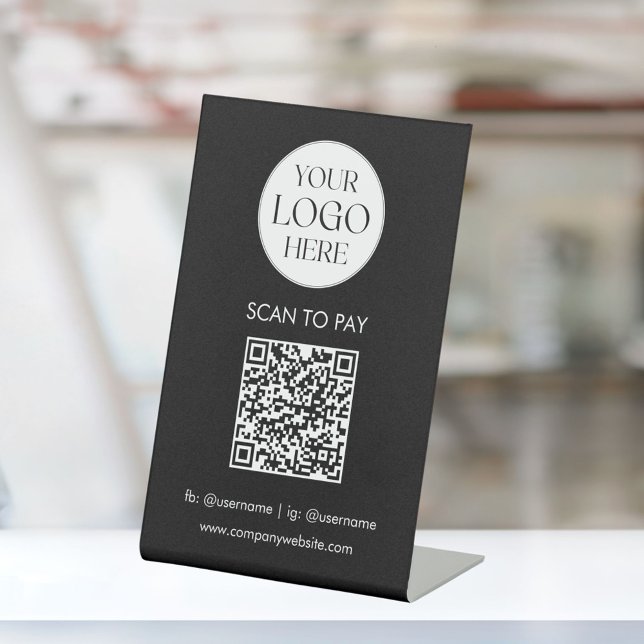 Signe De Table Code QR de logo d'entreprise personnalisé simple m (In situ)