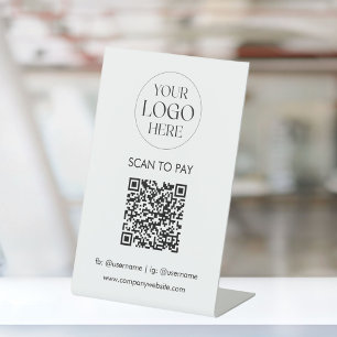 Signe De Table Code QR de logo d'entreprise personnalisé simple m