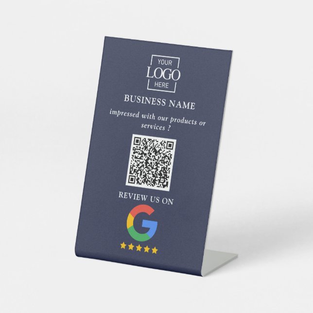 Signe De Table Code QR de logo d'entreprise pour les avis Google  (Recto)