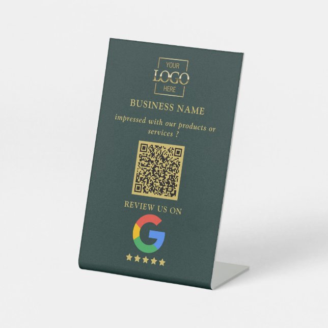 Signe De Table Code QR de logo d'entreprise pour les avis Google  (Recto)