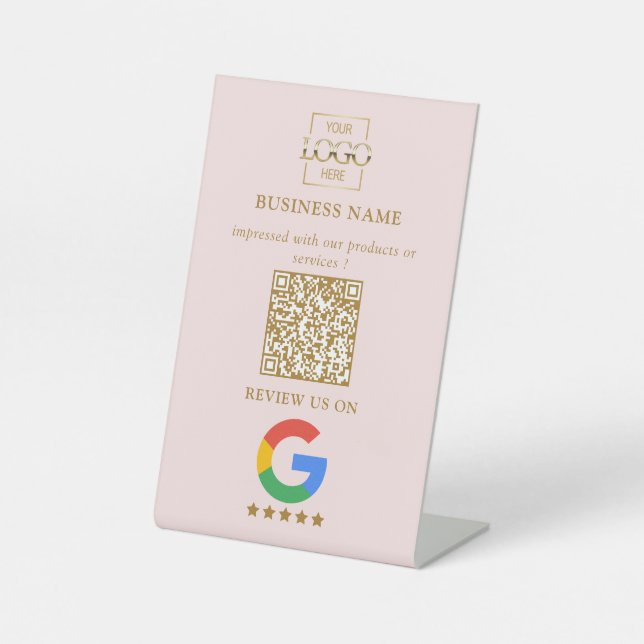 Signe De Table Code QR de logo d'entreprise pour les avis Google  (Recto)