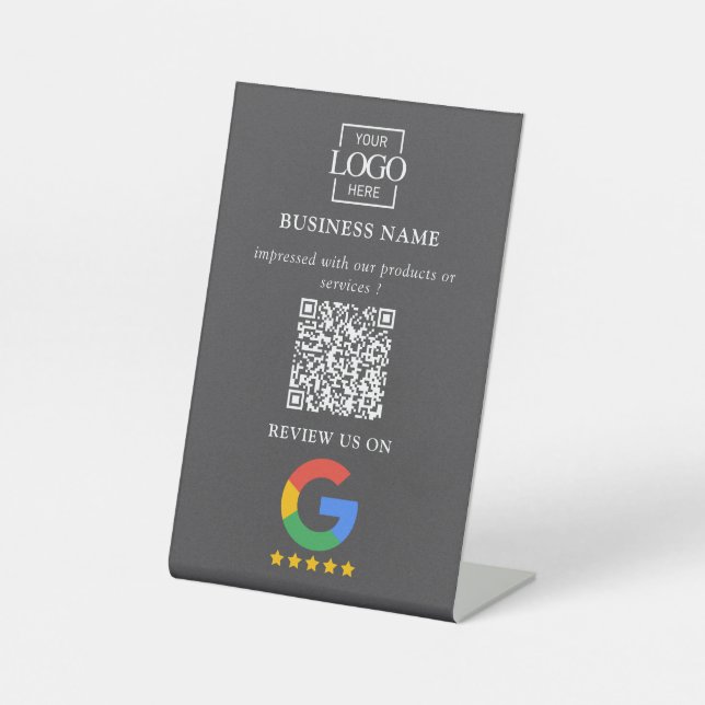 Signe De Table Code QR de logo d'entreprise pour les avis Google  (Recto)